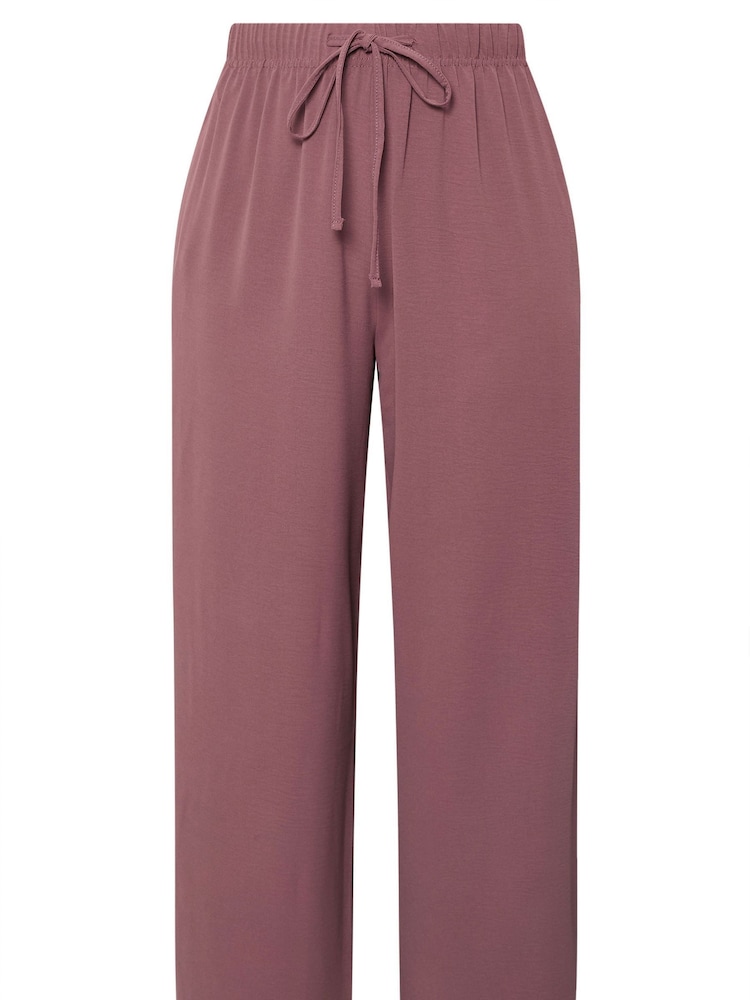 Yours Curve Purple Washed Twill Wide Leg Trousers - Image 5 of 5