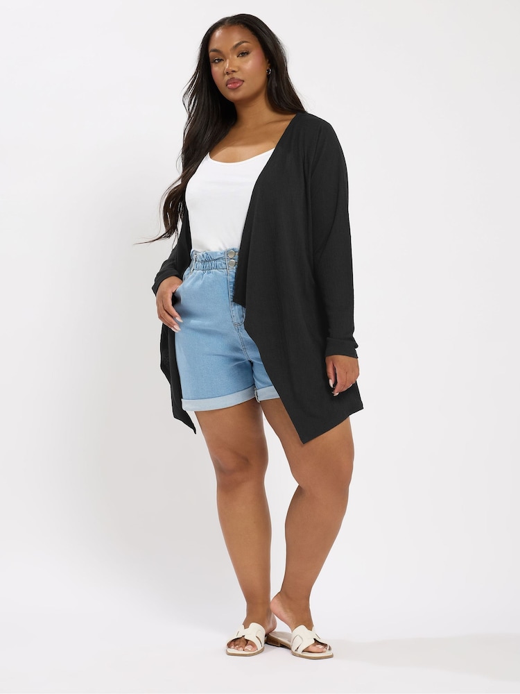 Yours Curve Textured Waterfall Cardigan - Imagem 2 de 5