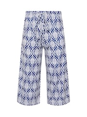 M&Co Blue Petite Abstract Wide Leg Culote Trousers - Image 1 of 1