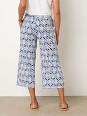 M&Co Blue Petite Abstract Wide Leg Culote Trousers - Image 2 of 5