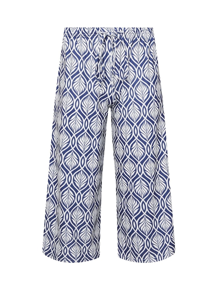 M&Co Blue Petite Abstract Wide Leg Culote Trousers - Image 5 of 5