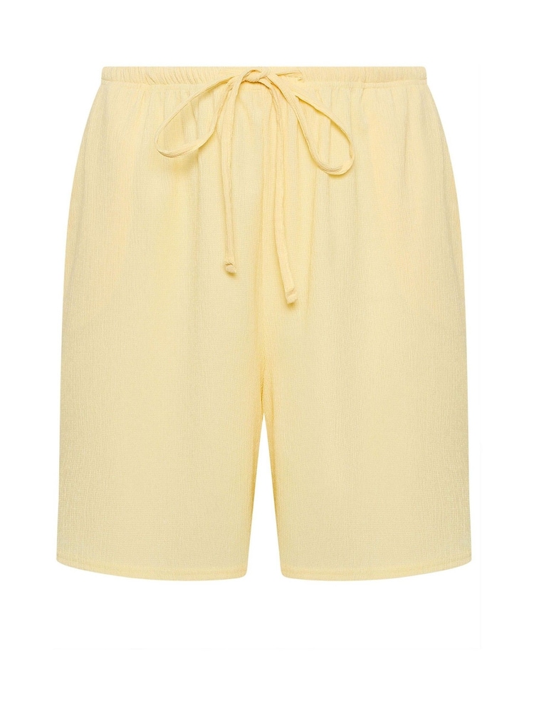 Yours Curve Yellow Textured Shorts - Image 5 of 5