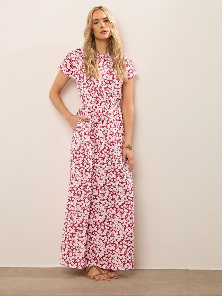 Long Tall Sally Red Shirred Waist Maxi Dress - Image 1 of 5