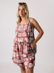 Yours Curve Red Woven Shorts - Image 1 of 2