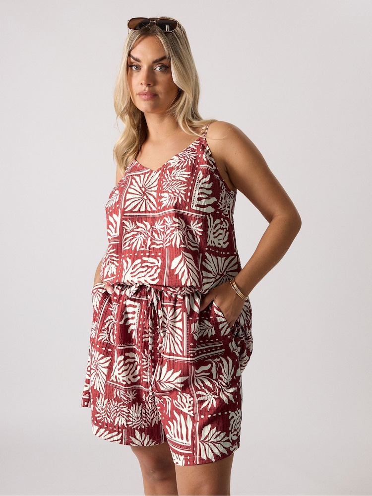 Yours Curve Red Woven Shorts - Image 1 of 2