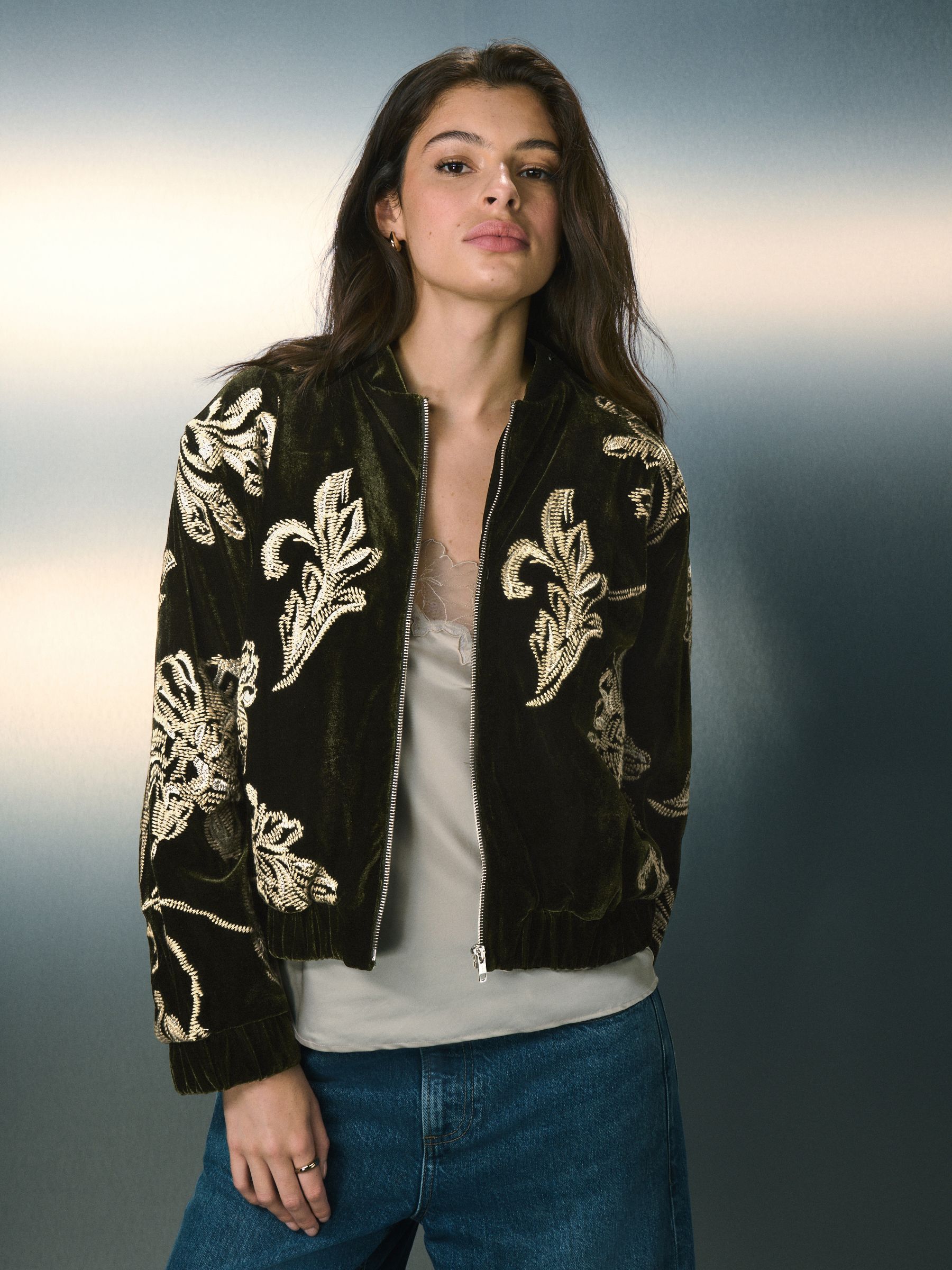 Buy Green Embroidered Velvet Jacket from Next USA