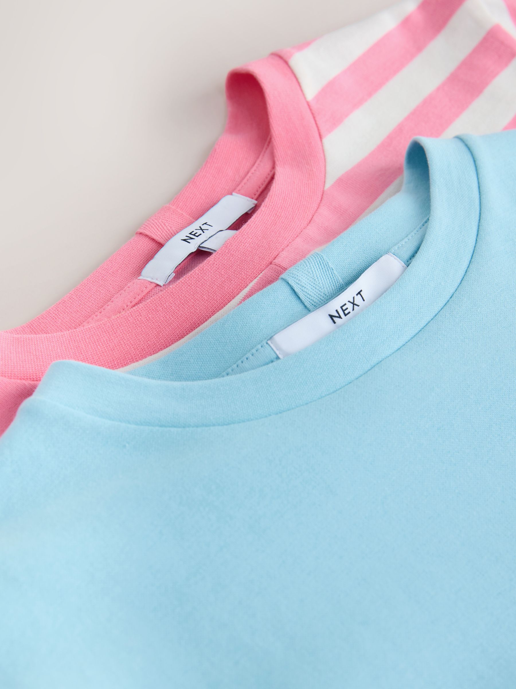 Buy Blue/Pink Stripe Heavyweight Long Sleeve Crew Neck T-Shirts 2