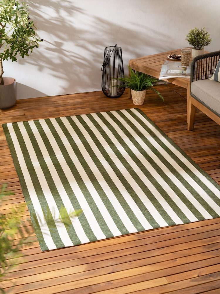 Yard Evergreen Hayle Stripe Outdoor Rug - Image 1 of 6 Yard Evergreen Hayle Stripe Outdoor Rug - Image 1 of 6