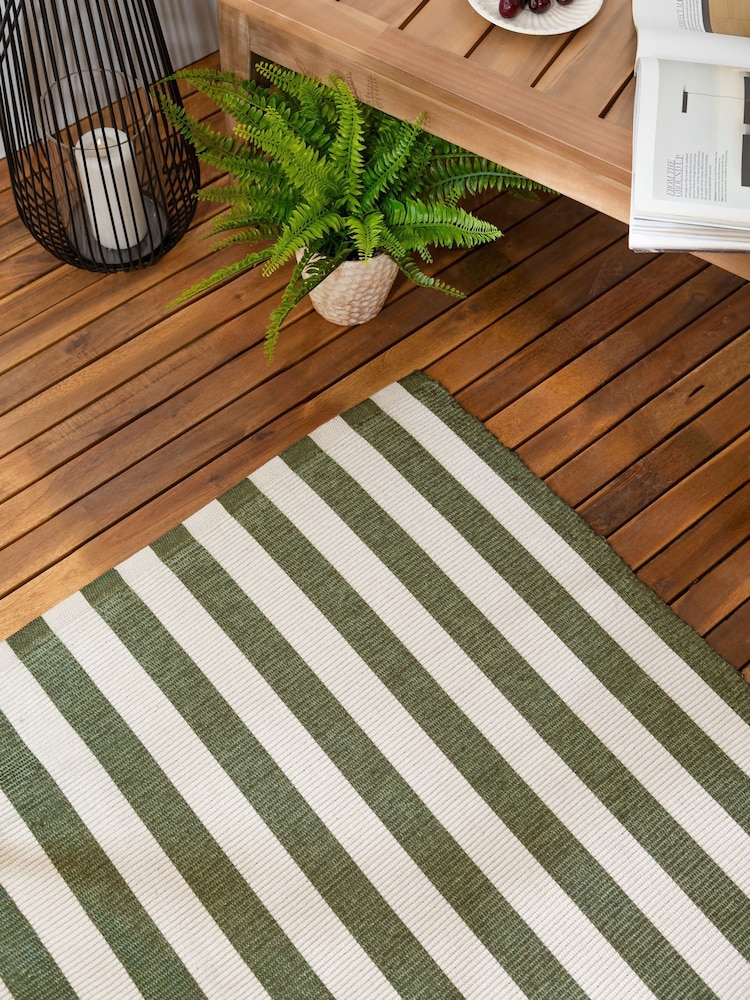 Yard Evergreen Hayle Stripe Outdoor Rug - Image 2 of 6 Yard Evergreen Hayle Stripe Outdoor Rug - Image 2 of 6
