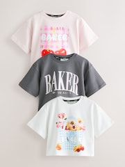 Baker by Ted Baker Pink & White 3 Pack Boxy Fit Graphic Printed T-Shirt - Image 1 of 8