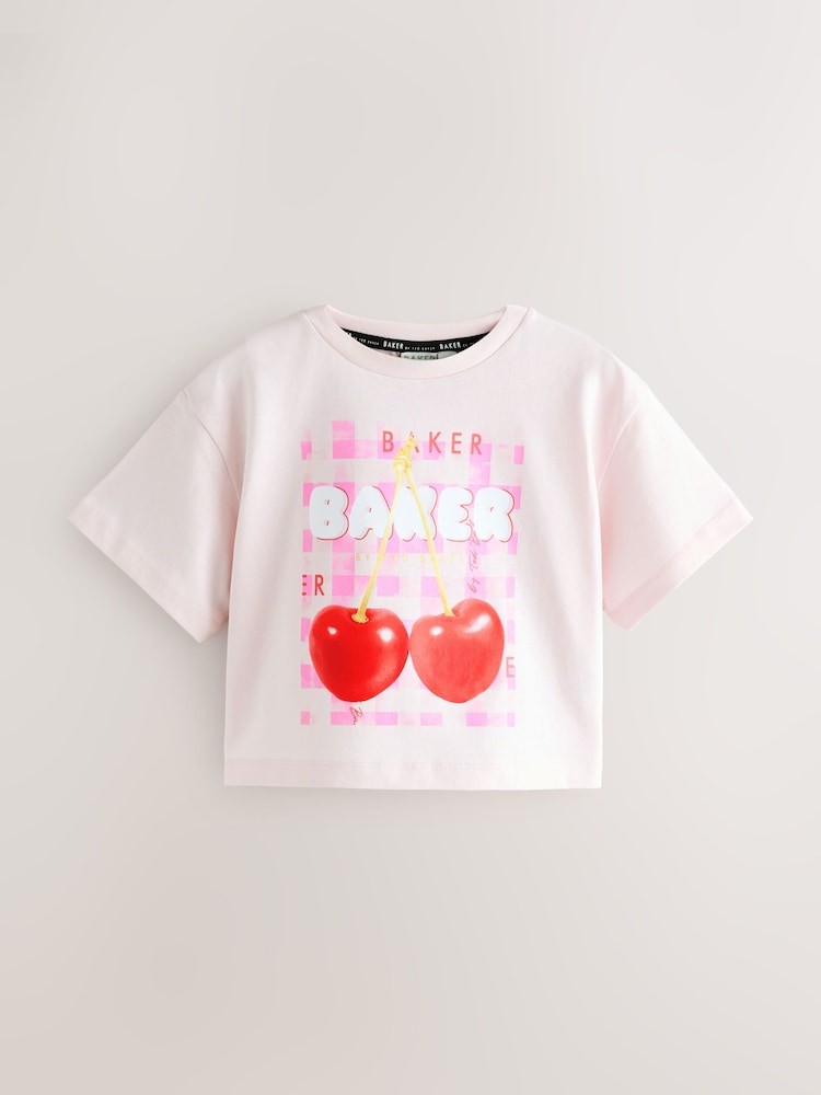 Baker by Ted Baker Pink & White 3 Pack Boxy Fit Graphic Printed T-Shirt - Image 2 of 8