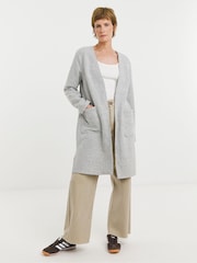 JD Williams Grey Notch Neck Unlined Coatigan - Image 1 of 4