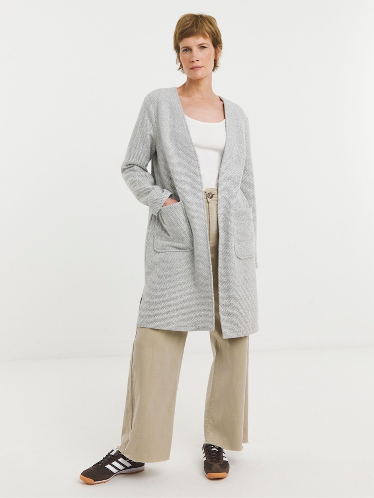 JD Williams Grey Notch Neck Unlined Coatigan - Image 1 of 4 JD Williams Grey Notch Neck Unlined Coatigan - Image 1 of 4