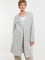 JD Williams Grey Notch Neck Unlined Coatigan - Image 2 of 4