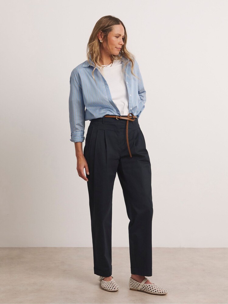 JD Williams Blue Anthology By JD Williams Premium Pleated Tapered Trousers - Image 1 of 6