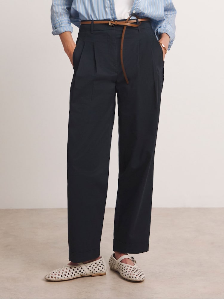 JD Williams Blue Anthology By JD Williams Premium Pleated Tapered Trousers - Image 2 of 6