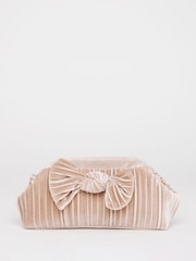 JD Williams Nude Bow Pleated Clutch Bag - Image 4 of 5