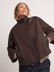 JD Williams Brown Anthology By JD Williams Premium Funnel Neck Short Trench Coat - Image 1 of 6