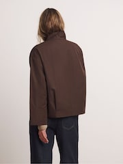JD Williams Brown Anthology By JD Williams Premium Funnel Neck Short Trench Coat - Image 2 of 6