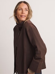 JD Williams Brown Anthology By JD Williams Premium Funnel Neck Short Trench Coat - Image 6 of 6