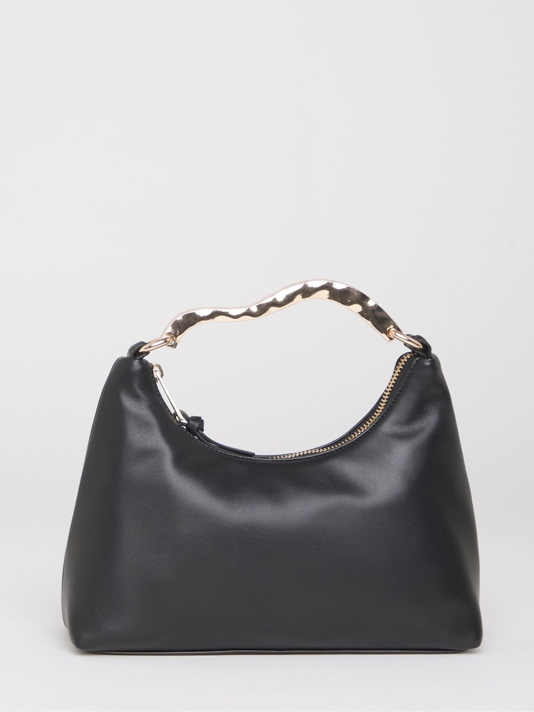 JD Williams Black Gold Handle Occasion Bag - Image 1 of 5 JD Williams Black Gold Handle Occasion Bag - Image 1 of 5