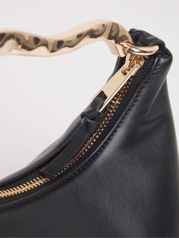JD Williams Black Gold Handle Occasion Bag - Image 2 of 5 JD Williams Black Gold Handle Occasion Bag - Image 2 of 5