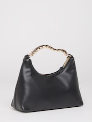JD Williams Black Gold Handle Occasion Bag - Image 4 of 5