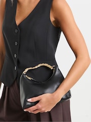 JD Williams Black Gold Handle Occasion Bag - Image 5 of 5