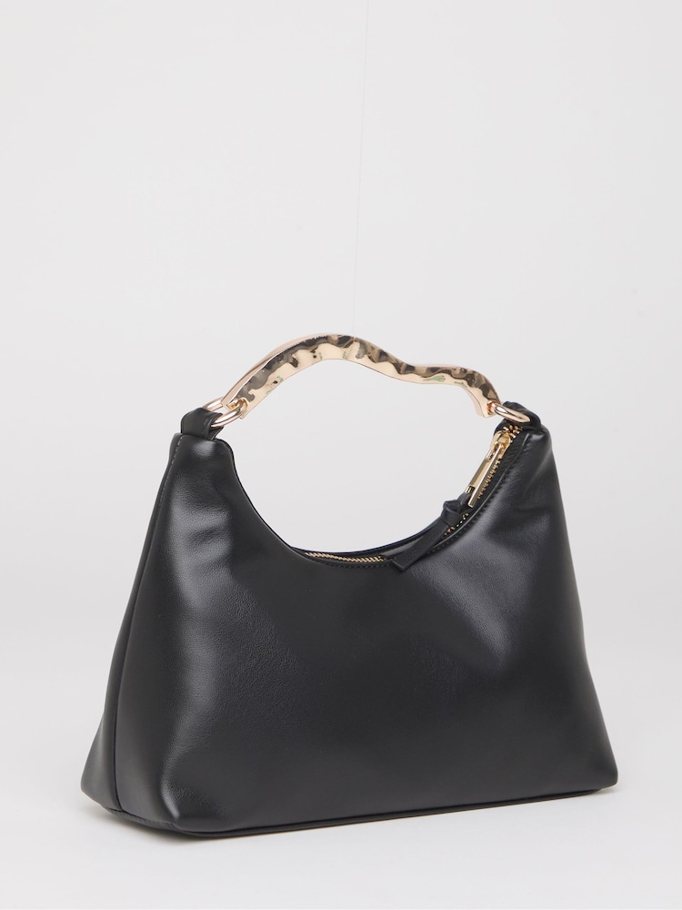 JD Williams Black Gold Handle Occasion Bag - Image 6 of 6 JD Williams Black Gold Handle Occasion Bag - Image 6 of 6