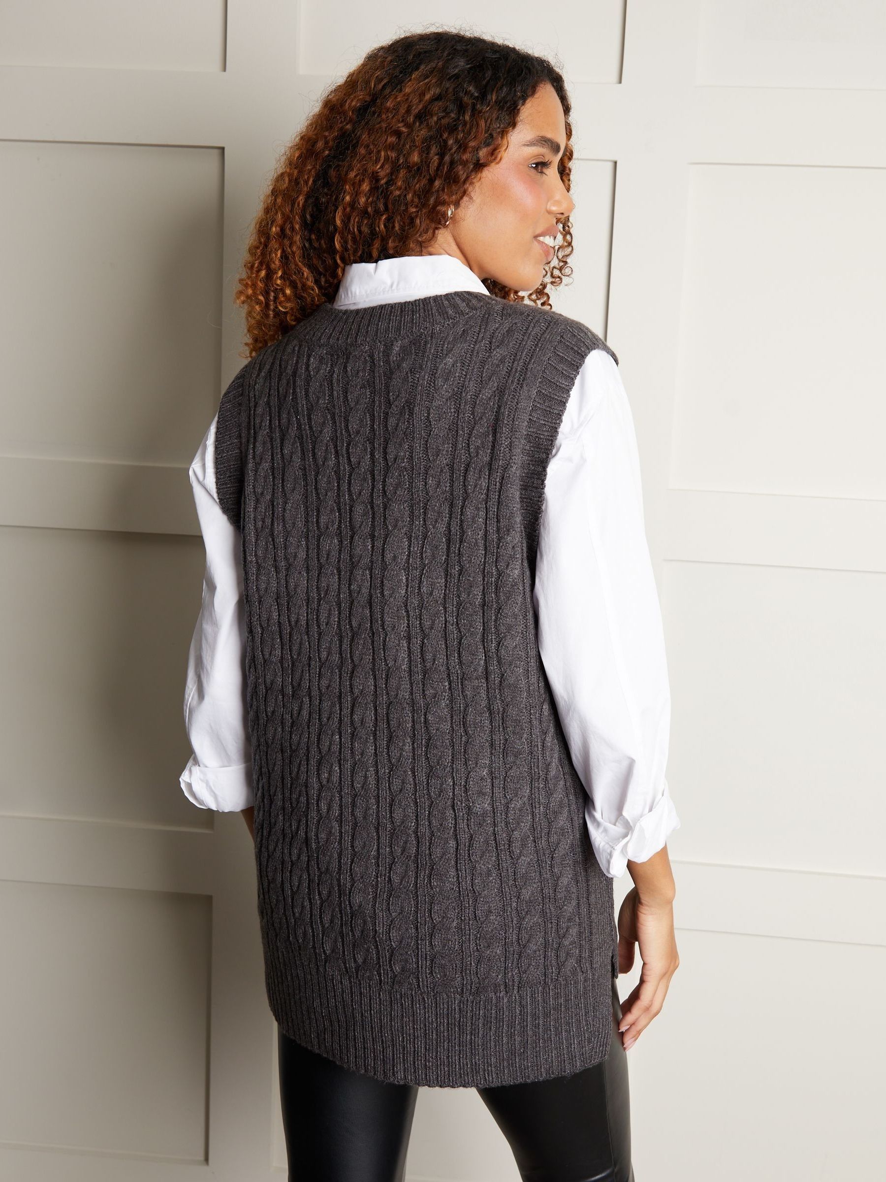 Buy Threadbare Grey Cable Knit Vest from Next USA