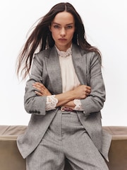 Reiss Grey Darlton Double-Breasted Textured Suit Blazer - Image 1 of 11