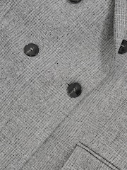 Reiss Grey Darlton Double-Breasted Textured Suit Blazer - Image 11 of 11