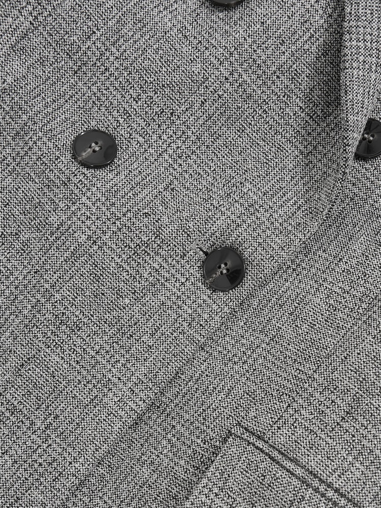 Reiss Grey Darlton Double-Breasted Textured Suit Blazer - Image 11 of 11