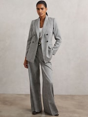Reiss Grey Darlton Double-Breasted Textured Suit Blazer - Image 7 of 11