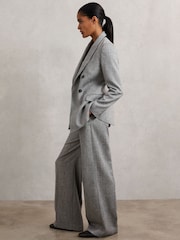 Reiss Grey Darlton Double-Breasted Textured Suit Blazer - Image 8 of 11