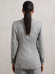 Reiss Grey Darlton Double-Breasted Textured Suit Blazer - Image 9 of 11
