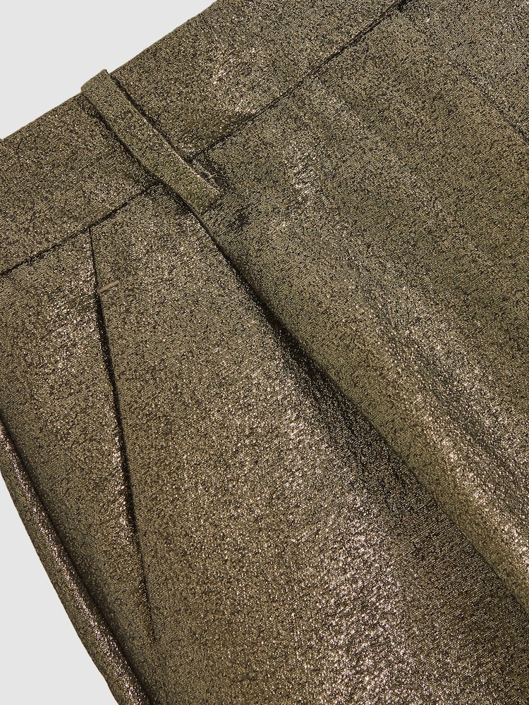 Reiss Gold Sienna Tapered Metallic Suit Trousers with Cotton - Image 7 of 7 Reiss Gold Sienna Tapered Metallic Suit Trousers with Cotton - Image 7 of 7