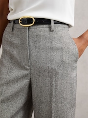 Reiss Grey Darlton Wide-Leg Textured Suit Trousers - Image 4 of 7