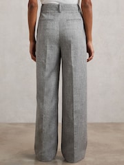 Reiss Grey Darlton Wide-Leg Textured Suit Trousers - Image 6 of 7