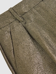 Reiss Gold Sienna Petite Tapered Metallic Suit Trousers with Cotton - Image 7 of 8