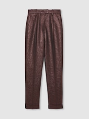 Reiss Burgundy Sienna Petite Tapered Metallic Suit Trousers with Cotton - Image 2 of 8