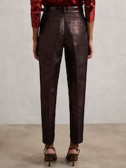 Reiss Burgundy Sienna Petite Tapered Metallic Suit Trousers with Cotton - Image 5 of 8