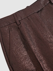 Reiss Burgundy Sienna Petite Tapered Metallic Suit Trousers with Cotton - Image 7 of 8