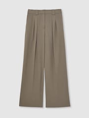 Reiss Neutral Poppie Petite Wide Leg Pleated Trousers - Image 2 of 8