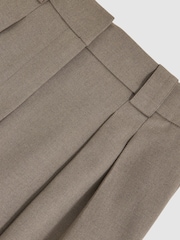 Reiss Neutral Poppie Petite Wide Leg Pleated Trousers - Image 7 of 8