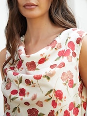 Another Sunday Floral Print Satin Cowl Neck Cami Top - Imagem 3 de 3