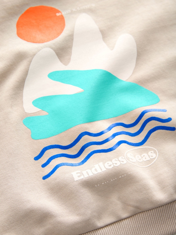 Stone Endless Seas Printed Crew Neck Sweatshirt (3mths-7yrs) - Image 4 of 4