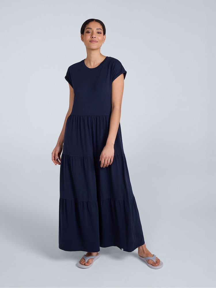 Animal Blue Womens Jersey Maxi Tiered Dress - Image 1 of 7