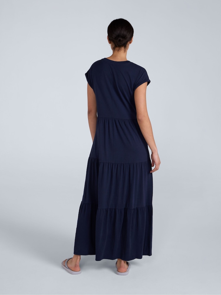 Animal Blue Womens Jersey Maxi Tiered Dress - Image 2 of 7