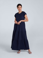 Animal Blue Womens Jersey Maxi Tiered Dress - Image 3 of 7